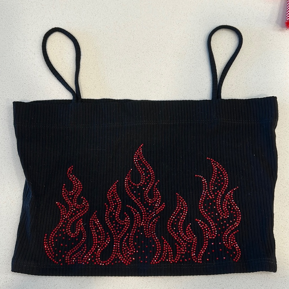 Emma and Sam, Flame rhinestone tank top